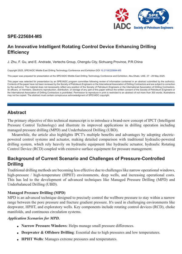 May 2025 · SPE‑225684‑MS · An Innovative Intelligent Rotating Control Device Enhancing Drilling Efficiency
